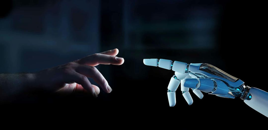 robot and human hand